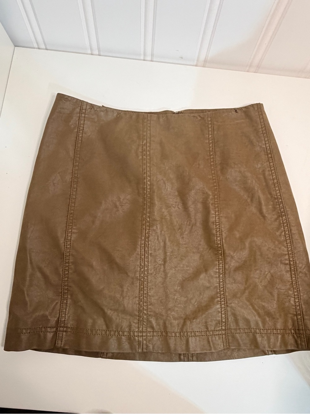Free People Faux Leather Olive Mini Skirt